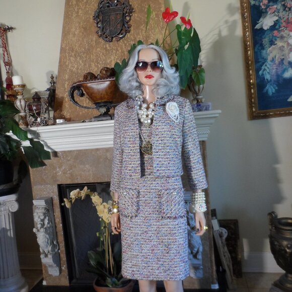 Karl Lagerfeld Paris Multi-Color Bouclé Tweed Dress & Jacket Suit Size S - Picture 6 of 16
